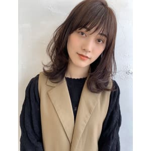 束感ミディ　外ハネMIXパーマM353