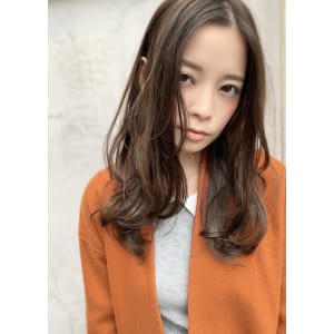 【添田】デジタルパーマロング ことりベージュな毛先パーマ