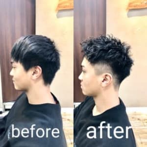 フェードカット　ツイストスパイラルパーマ