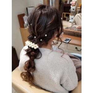 ロング×編みおろしヘアセット