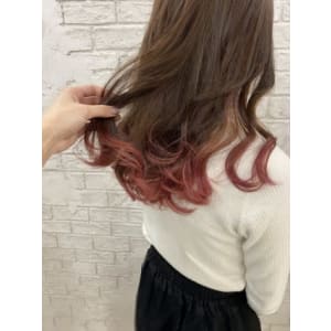 ピンクベージュ裾グラデーションピンクブラウン20代4067