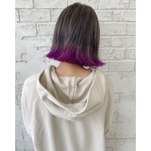 裾カラーパープル派手髪グラデーショングレージュボブ4075