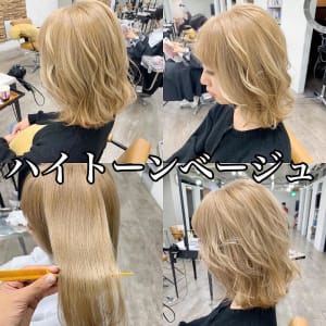 ハイトーンベージュモテ髪池袋misaki