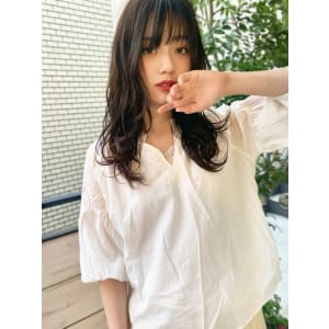 【アフロート添田】大人可愛い毛先パーマロングアッシュブラウン