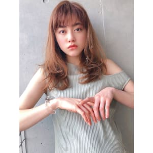 毛先 ワンカールパーマ セミロング