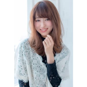 フェミニンゆるセミロング【アプリコットグレージュ】U-150