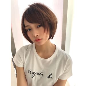 女子アナ風小顔ショートボブ【ラベンダーグレー】U-234