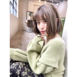 【アフロート添田】シースルバングゆる前下がりアッシュブラウン