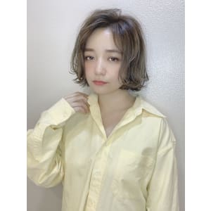 【重山】外ハネレイヤー長めバングデジタルパーマボブ