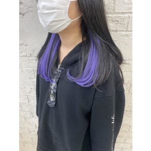 インナーカラーことりベージュ大人かわいいエクステ黒髪4079