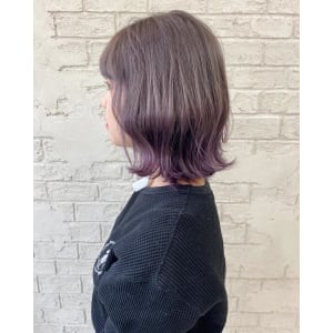 ダブルバングことりベージュ大人かわいい伸ばしかけボブ4080