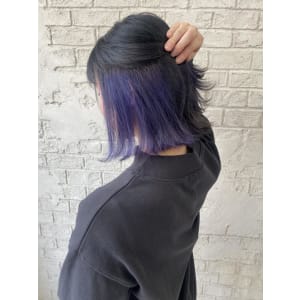 ダブルバングボブ大人かわいいインナーカラーラベンダー4083
