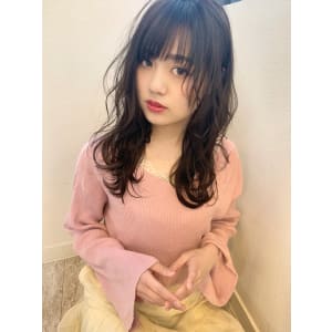 アフロート添田】ネオウルフロングデジタルパーマアッシュカラー