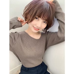 【アフロート添田】毛先パーマ外ハネボブ アッシュブラウン