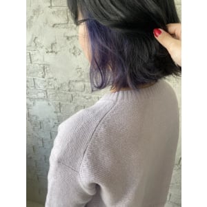 ネイビーグレーブルーラベンダー インナーカラーボブ4084