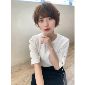 【添田】大人可愛いコンパクトショート 斜めバング 毛先パーマ