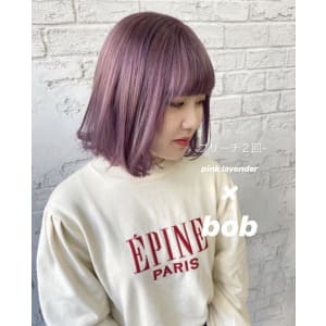 ピンクラベンダーボブパープルヘアブリーチカラー4090