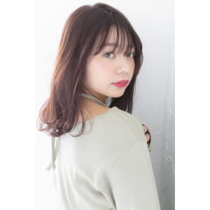 ブラウンカラーシースルーバング大人かわいいミディ10代20代