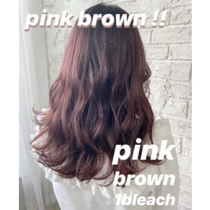 ピンクブラウンピンクヘア大人かわいいシースルーバング4113
