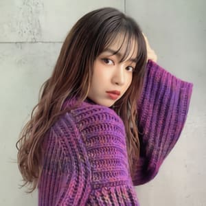 暗髪ハイライトグラデーションカラー・ルビーグレージュ