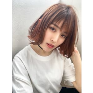 【アフロート添田】インナーカラーピンク大人かわいいボブ