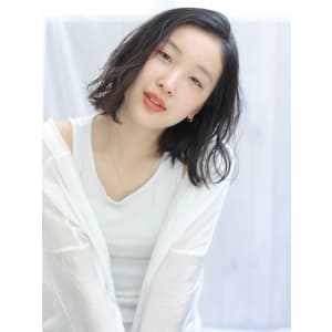 暗髪 黒髪 無造作切りっぱなしボブ＊marche田嶋