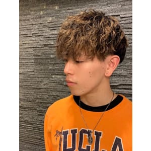 ミックスパーマ＜理容室＞＜銀座＞＜メンズ＞＜ショート＞