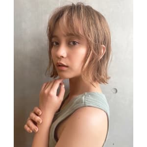 ナチュラル外ハネボブ　ミルクティーベージュ s-4