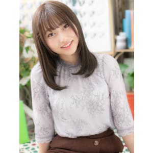 黒髪ローライトが大人かわいい小顔ワンカール　シースルーカラー