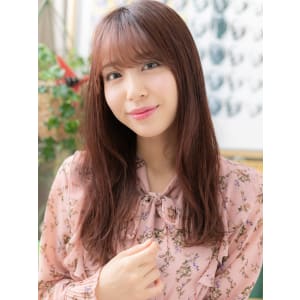 ピンクブラウンで大人かわいい外国人風ロング　抜け感ヘア