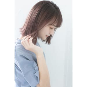 ハイトーンピンクカラーダブルカラーピンク切りっぱなしボブ