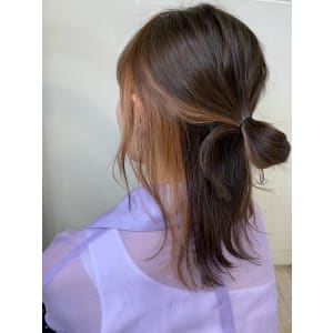 【お客様スタイル】アレンジがかわいいオレンジインナーカラー