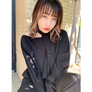 【山田】束感シースルーバング小顔インナーカラーボブY173