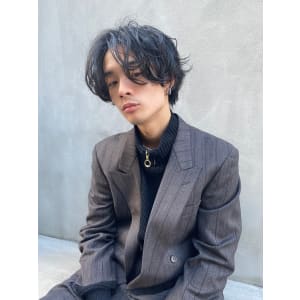 無造作ニュアンスパーマセンターパート