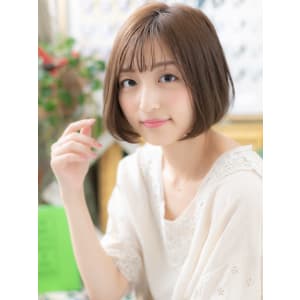 黒髪も◎耳かけシースルーバング大人ボブ　クリアカラー
