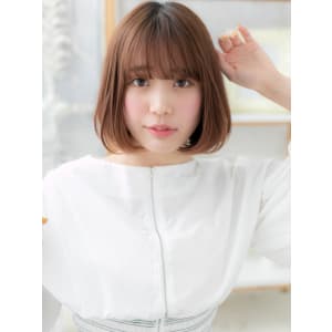 シースルーバング艶ブラウン小顔前下がりボブ ミニボブ - mod's hair 上尾【モッズヘア】上尾西口店【モッズヘア アゲオニシグチテン】掲載中
