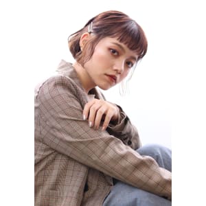 【とや】インナーカラーウェーブ巻きミニボブピンアレンジ