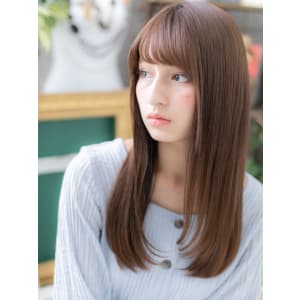 黒髪も◎大人かわいい艶カラー小顔ストレート 　シアーベージュ