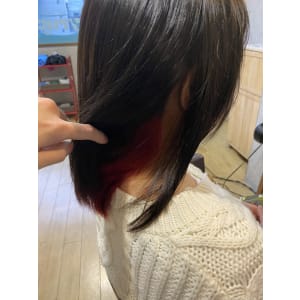 セミロングインナーカラー【シャインレッド】
