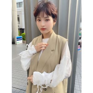 小顔マッシュショートアッシュベージュ