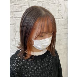 顔周りインナーカラーコーラルベージュ7037