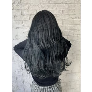 ダークアッシュネイビーブルーブラックフェザーバング6143