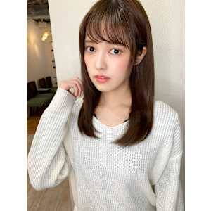 【山田】ツヤサラストレートセミディ流しシースルーバングy20