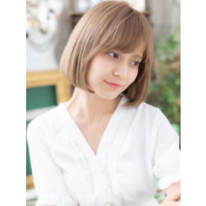 斜めバング×シアーベージュ小顔前下がりボブ 小顔ボブ - COVER HAIR bliss 川口東口駅前店【カバー ヘア ブリス】【カバー ヘア ブリス カワグチヒガシグチエキマエテン】掲載中