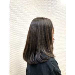 前上がり/小顔/ワンレン/黒髪/艶カラー/ワンカール/30代