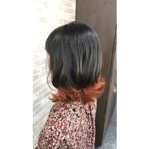 裾カラーオレンジ【ブリーチ　裾カラー】