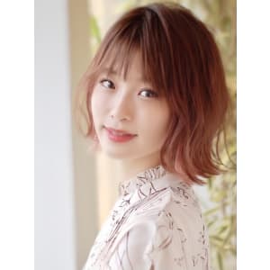 外ハネミディ【インナーカラーパインピンク】