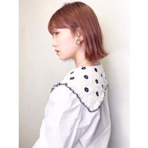 ぷつっとボブ × ピンクベージュ