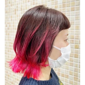 ☆バレイヤージュ×ピンク×切りっぱなしボブ☆