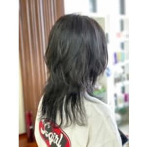 10代20代/ロングウルフ/アッシュ/カーキ/くすみカラー